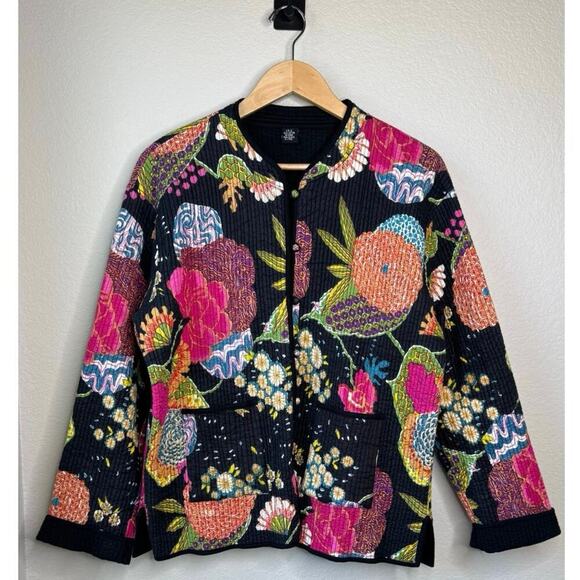 ITF Floral Cotton Quilted Reversable Lightweight Jacket Size L/XL - Picture 1 of 8